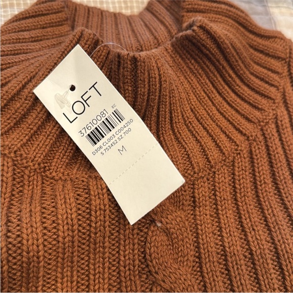 LOFT Side Stripe Cable Knit Sweater - Picture 4 of 4